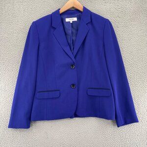 Jones Studio Blazer Womens 16 Blue Stretch Button Up Pockets Office Career Work